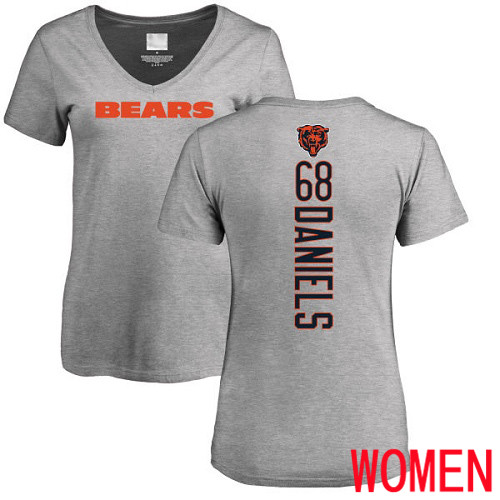 Chicago Bears Ash Women James Daniels Backer V-Neck NFL Football #68 T Shirt